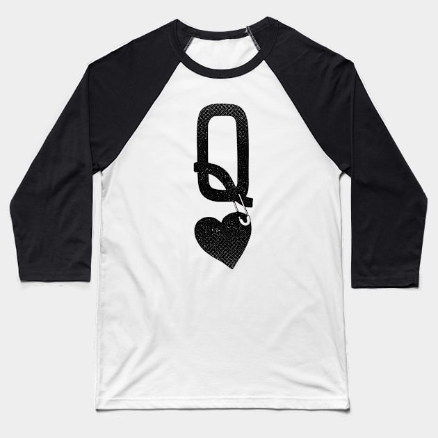 Queen Of Hearts Poker Black by Tobe Fonseca Baseball T-Shirt by Tobe_Fonseca